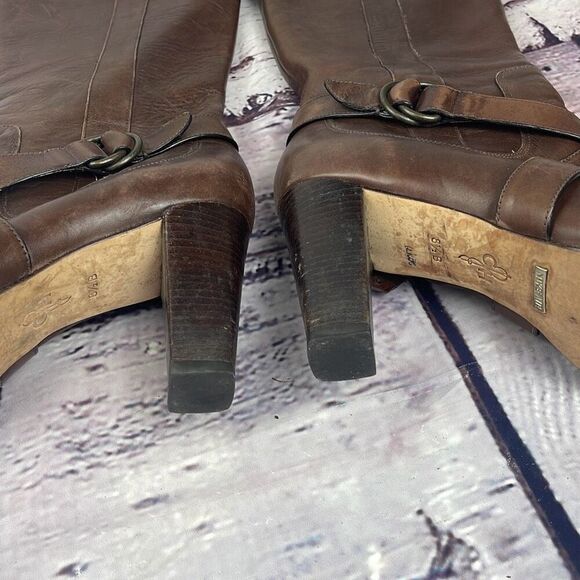 Cole Haan x Nike Air Boots Leather Heeled Knee High Womens 8.5B Riding Brown - Picture 4 of 14